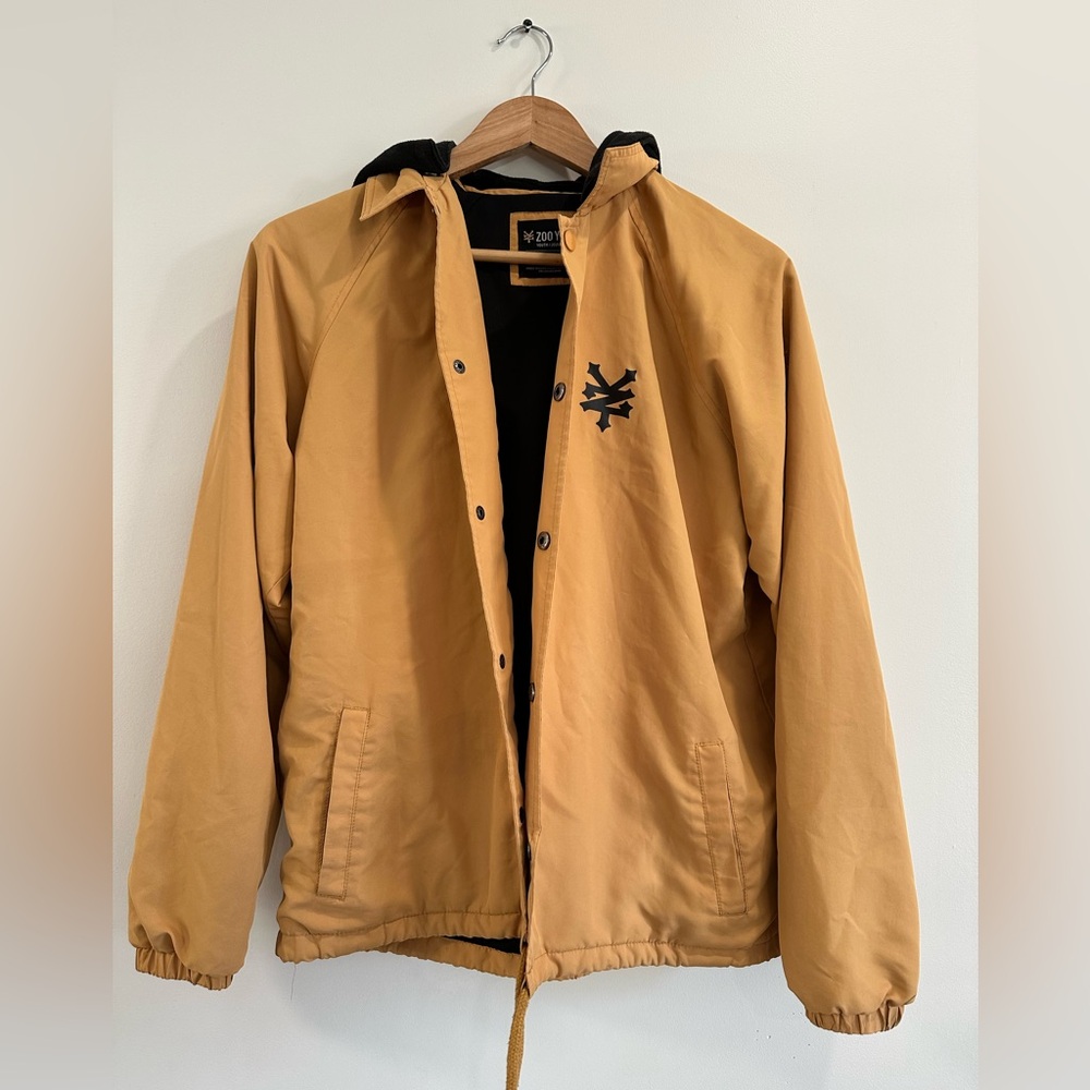 Zoo York Mustard Yellow Windbreaker Jacket with Removable Hood Youth XL (16)